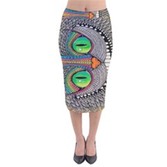 Alice In Wonderland Cat Velvet Midi Pencil Skirt