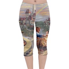 Beauty And The Beast Castle Velvet Capri Leggings 