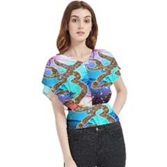 Browning Deer Glitter Galaxy Butterfly Chiffon Blouse