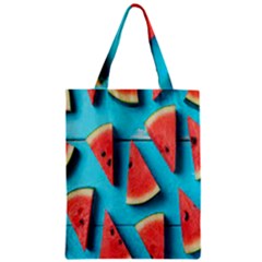 Watermelon Blue Background Zipper Classic Tote Bag by artworkshop