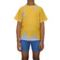 Hexagons Yellow Honeycomb Hive Bee Hive Pattern Kids  Short Sleeve Swimwear View1