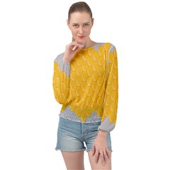 Hexagons Yellow Honeycomb Hive Bee Hive Pattern Banded Bottom Chiffon Top