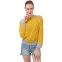 Hexagons Yellow Honeycomb Hive Bee Hive Pattern Banded Bottom Chiffon Top View1