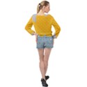 Hexagons Yellow Honeycomb Hive Bee Hive Pattern Banded Bottom Chiffon Top View2