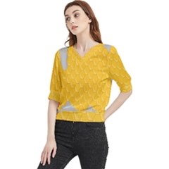Hexagons Yellow Honeycomb Hive Bee Hive Pattern Quarter Sleeve Blouse