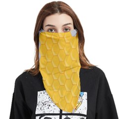 Hexagons Yellow Honeycomb Hive Bee Hive Pattern Face Covering Bandana (triangle)