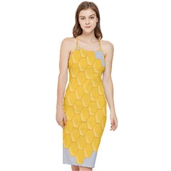 Hexagons Yellow Honeycomb Hive Bee Hive Pattern Bodycon Cross Back Summer Dress