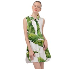 Sheets Tropical Plant Palm Summer Exotic Sleeveless Shirt Dress by artworkshop