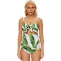 Sheets Tropical Plant Palm Summer Exotic Knot Front One-Piece Swimsuit View1