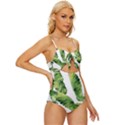 Sheets Tropical Plant Palm Summer Exotic Knot Front One-Piece Swimsuit View3