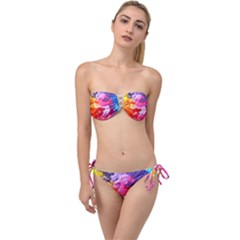 Colorful Painting Twist Bandeau Bikini Set