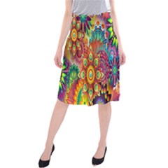 Mandalas Colorful Abstract Ornamental Midi Beach Skirt