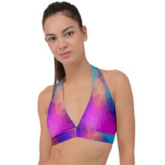 Triangles Polygon Color Halter Plunge Bikini Top