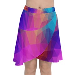 Triangles Polygon Color Chiffon Wrap Front Skirt