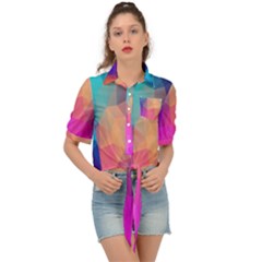 Triangles Polygon Color Tie Front Shirt 