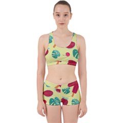 Watermelon Leaves Cherry Background Pattern Work It Out Gym Set by nate14shop