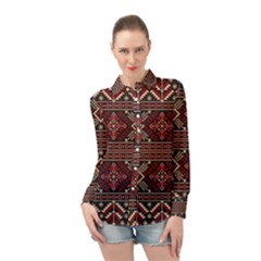 Ukrainian-folk-seamless-pattern-ornament Long Sleeve Chiffon Shirt
