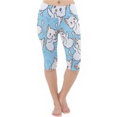 Seamless-little-cat-dragonfly-pattern Lightweight Velour Cropped Yoga Leggings