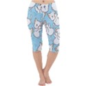 Seamless-little-cat-dragonfly-pattern Lightweight Velour Cropped Yoga Leggings View1