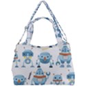 Seamless pattern with funny robot cartoon Double Compartment Shoulder Bag View1
