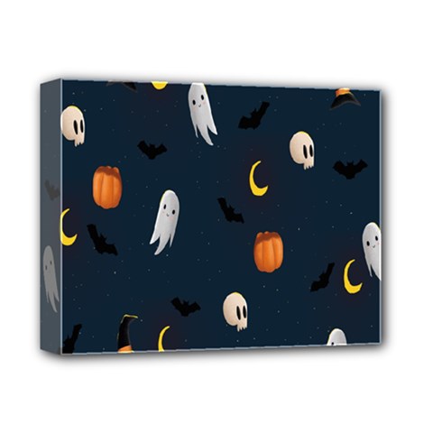 Halloween Ghost Pumpkin Bat Skull Deluxe Canvas 14  X 11  (stretched)
