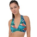 Leaves Tropical Exotic Halter Plunge Bikini Top View1