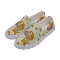 Seamless-pattern-vector-with-funny-boy-scout-scout-day-background Women s Canvas Slip Ons