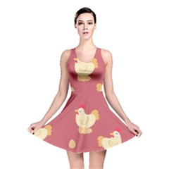 Cute-chicken-eggs-seamless-pattern Reversible Skater Dress