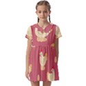 Cute-chicken-eggs-seamless-pattern Kids  Asymmetric Collar Dress View1