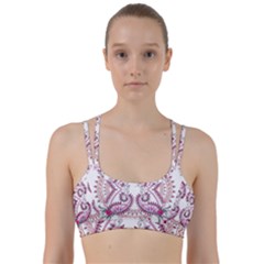Pink Flower Cartoon Line Them Up Sports Bra