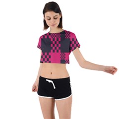 Cube-square-block-shape-creative Tie Back Short Sleeve Crop Tee