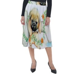 Pug-watercolor-cute-animal-dog Classic Velour Midi Skirt 