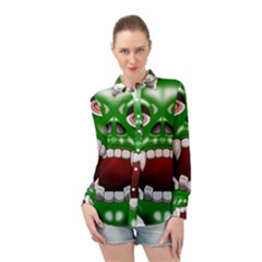Monster-mask-alien-horror-devil Long Sleeve Chiffon Shirt