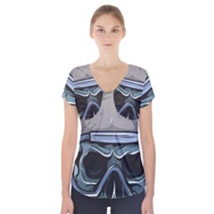 Skull-underwater-diving-skeleton-diving-head Short Sleeve Front Detail Top