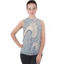 4c2e940f5bda3ab6630f3af5b374bd0a Mock Neck Chiffon Sleeveless Top View1