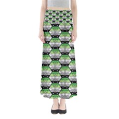 Hackers Town Void Mantis Hexagon Aromantic Pride Flag Full Length Maxi Skirt