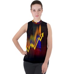 Logo-finance-economy-statistics Mock Neck Chiffon Sleeveless Top