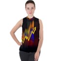 Logo-finance-economy-statistics Mock Neck Chiffon Sleeveless Top View1
