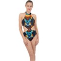 Duck-crazy-duck-abstract Halter Side Cut Swimsuit View1