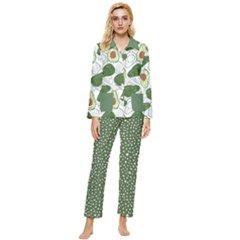 Avocado Pattern - Copy Womens  Long Sleeve Velvet Pocket Pajamas Set by flowerland