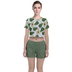 Avocado Pattern Crop Top And Shorts Co-ord Set