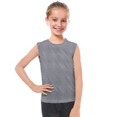 Soot Black And White Handpainted Houndstooth Check Watercolor Pattern Kids  Mesh Tank Top