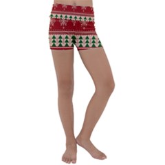 Knitted-christmas-pattern Kids  Lightweight Velour Yoga Shorts by nate14shop