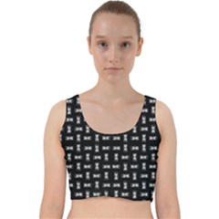 Fantasy Ethnic Caricature Motif Pattern Velvet Racer Back Crop Top