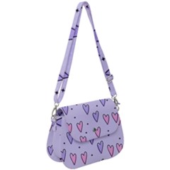Heart-purple-pink-love Saddle Handbag by nate14shop