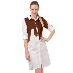 Chocolate Long Sleeve Mini Shirt Dress