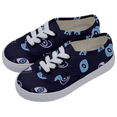 Eyes Evil Eye Blue Pattern Design Kids  Classic Low Top Sneakers
