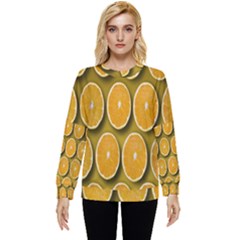 Oranges Slices  Pattern Hidden Pocket Sweatshirt