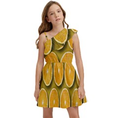 Oranges Slices  Pattern Kids  One Shoulder Party Dress