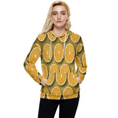 Oranges Slices  Pattern Women s Lightweight Drawstring Hoodie